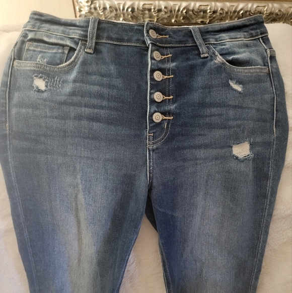 Flying Monkey Blue Skinny Jeans with Vintage Fading Sz 32 - Picture 3 of 6